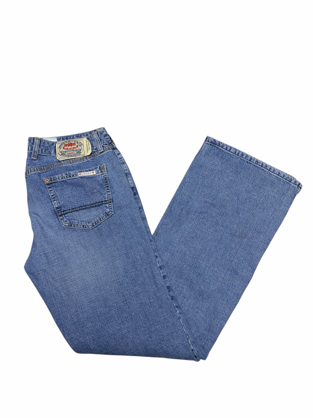 Vintage 90s Lucky Brand Dungarees Jeans Women 10/30 Long Wide Leg USA Made